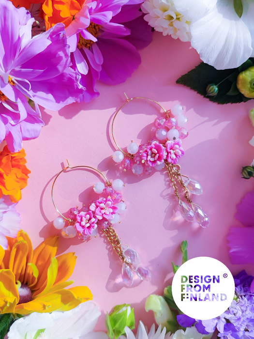 Summer rose hoop earrings
