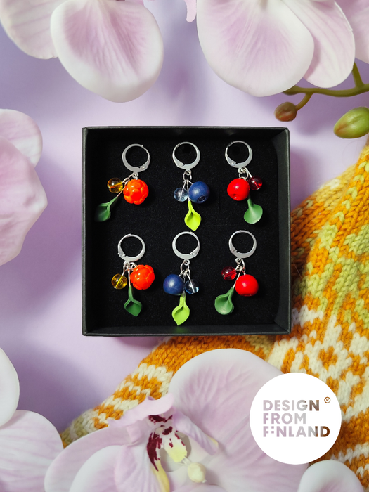 Forest berry stitch marker set