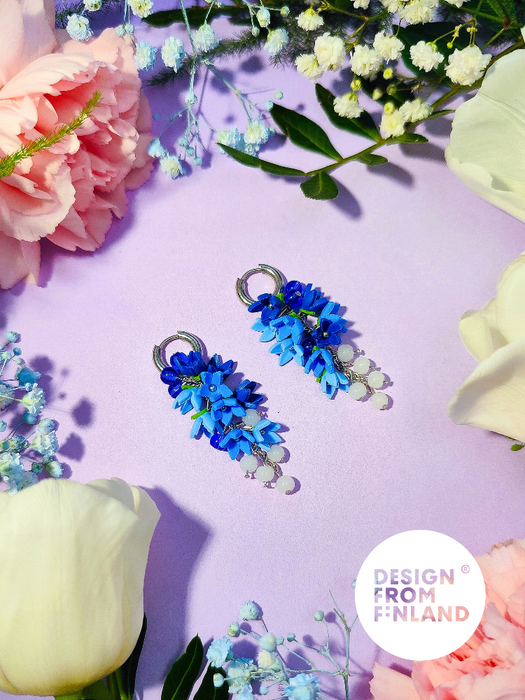 Delphinium huggie earrings