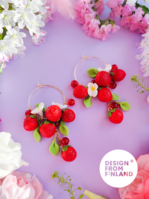 Strawberry hoop earrings