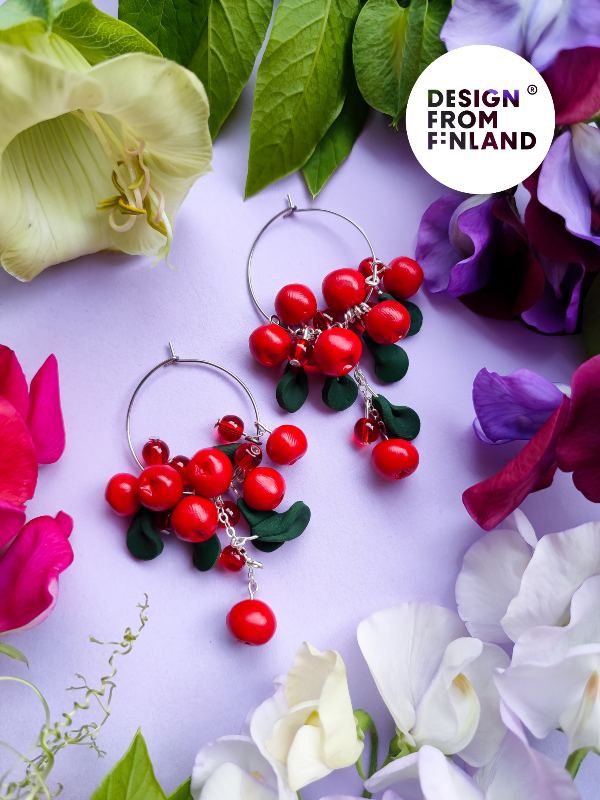 Lingonberry-hoop-earrings