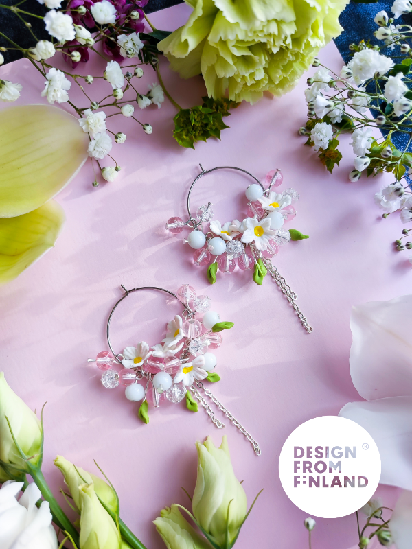 Apple blossom hoop earrings