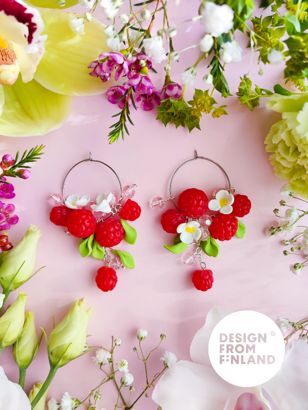Raspberry hoop earrings