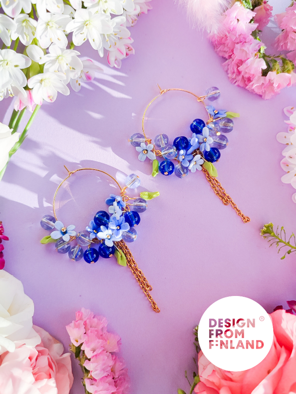 Forget me not hoop earrings