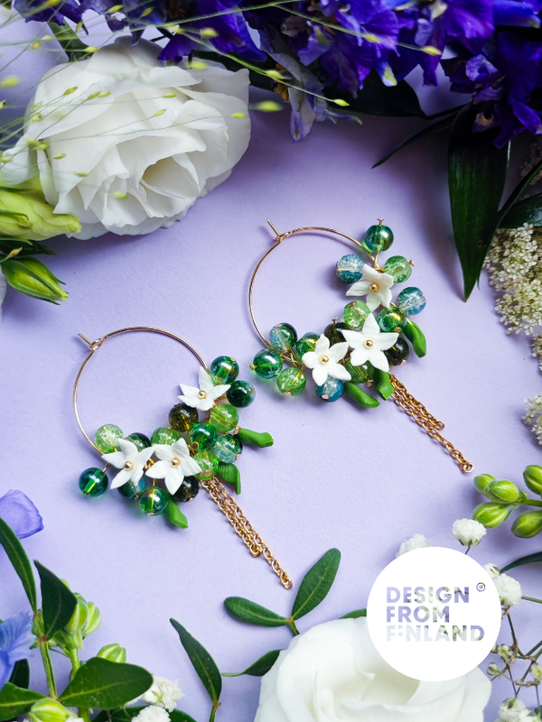 Arctic starflower hoop earrings