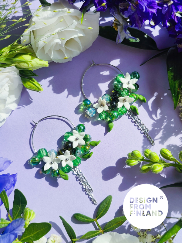 Arctic starflower hoop earrings