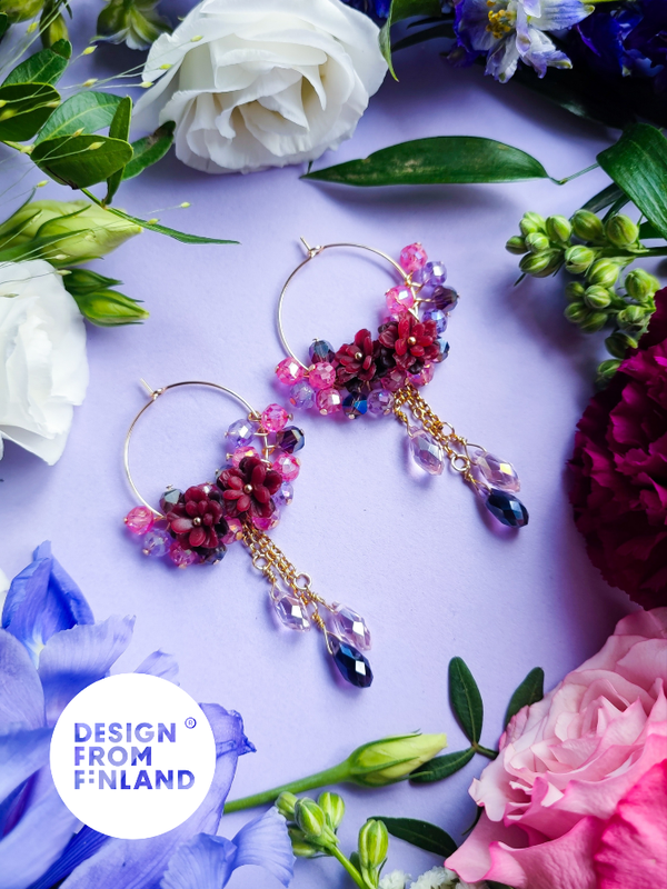 Wild rose hoop earrings
