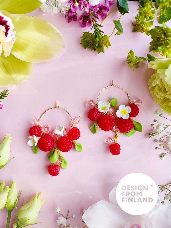 Raspberry hoop earrings