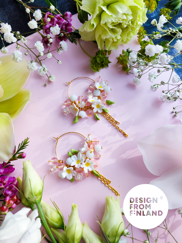 Apple blossom hoop earrings